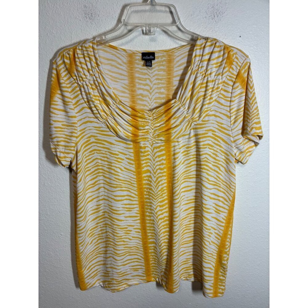 Rafaella Blouse Business Casual Top Zebra Animal Print Yellow Size Large